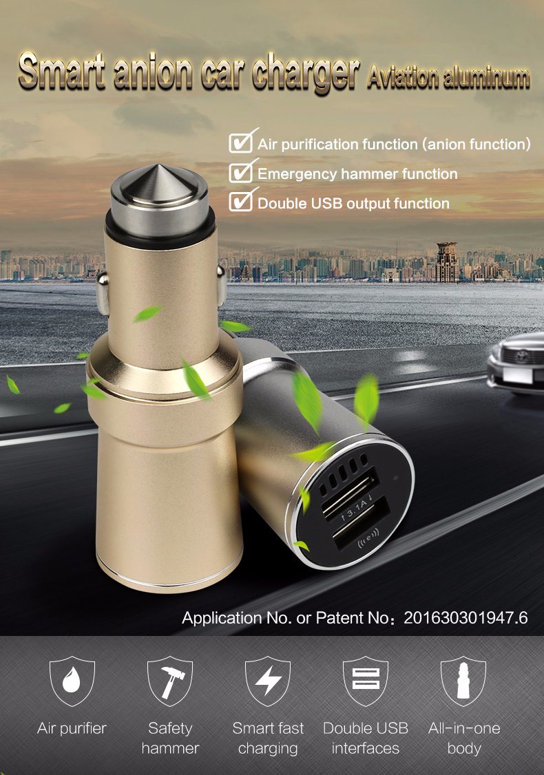 DC 12V 24V 3.1A 2 in 1 Dual Output USB Car Charger
