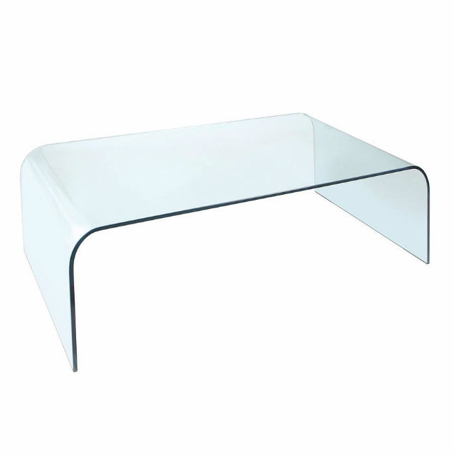 Round Corner Bent Glass Coffee Table with Beveled Edge