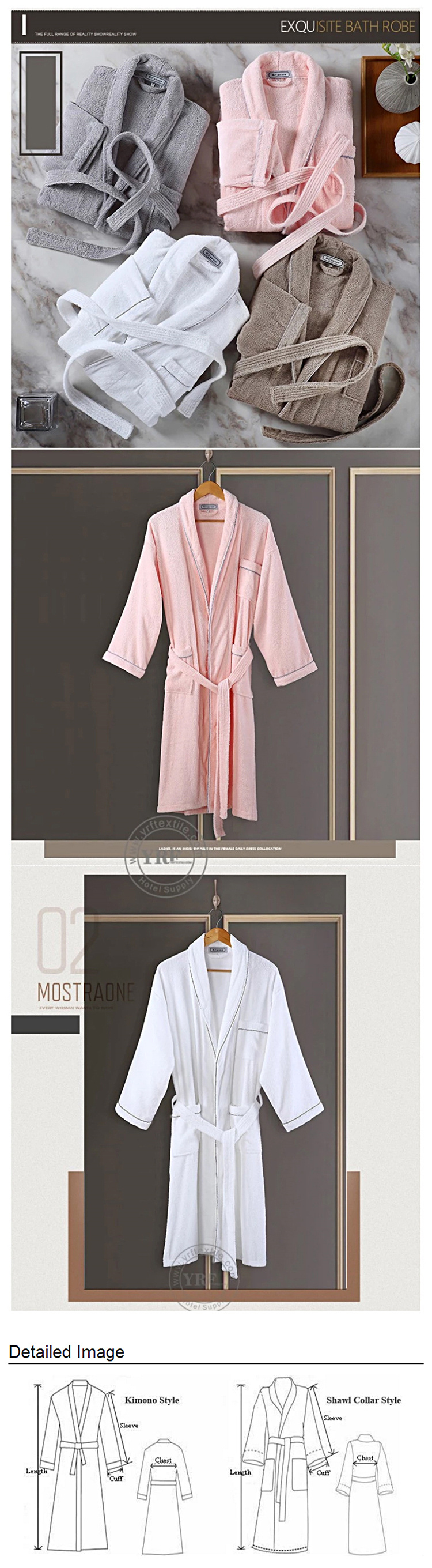 Factory Wholesale Custom Logo Cotton Terry Hotel Bathrobe