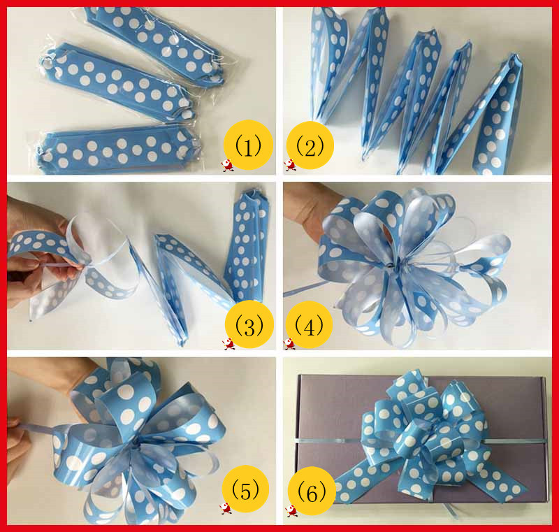 Satin Printed Gift Pull Ribbon Bow for Christmas