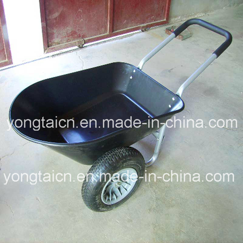 Double Wheel Poly Tray Wheelbarrow