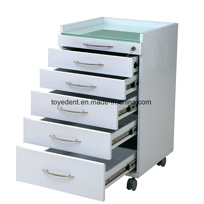 Hot Sale Mobile Locking Steel Storage Dental Cabinet with Glass Window