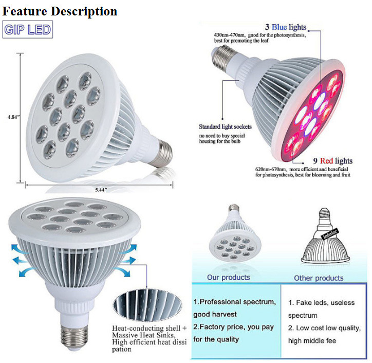 Lumini Grow System 12W/24W PAR38 LED Grow Light