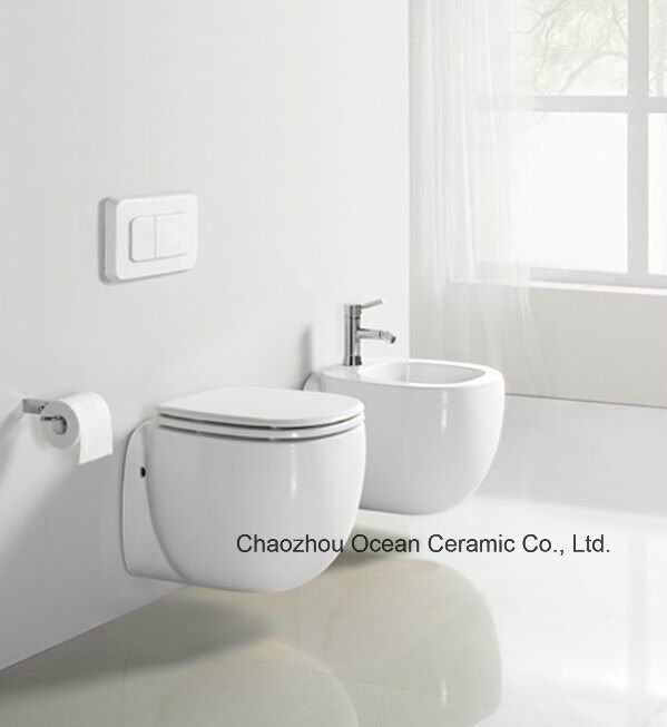 2304-5304wh Bathroom Sanitary Ware, Wall Hung Toilet and Wall Hung Bidet
