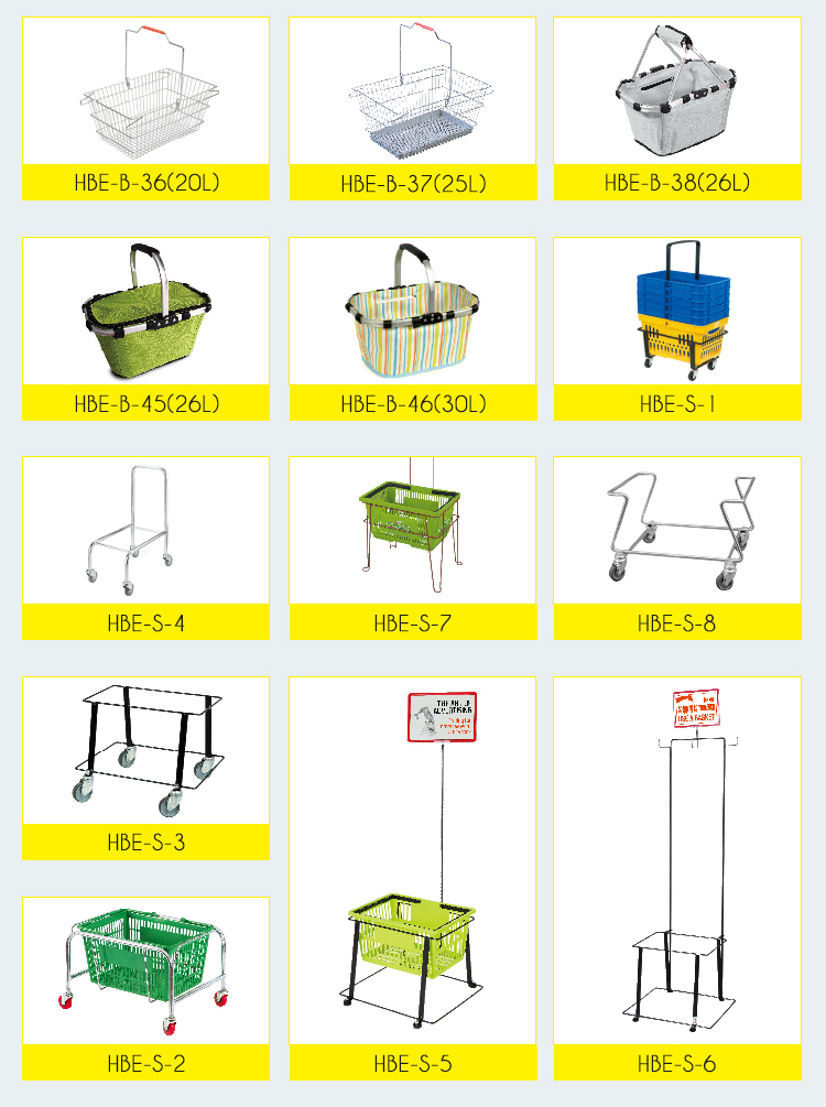 Steel Wire Double Handle Grocery Store Shopping Basket