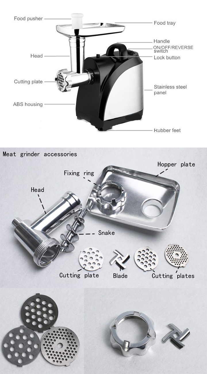 1500W Stainless Steel Housing Electric Meat Grinder
