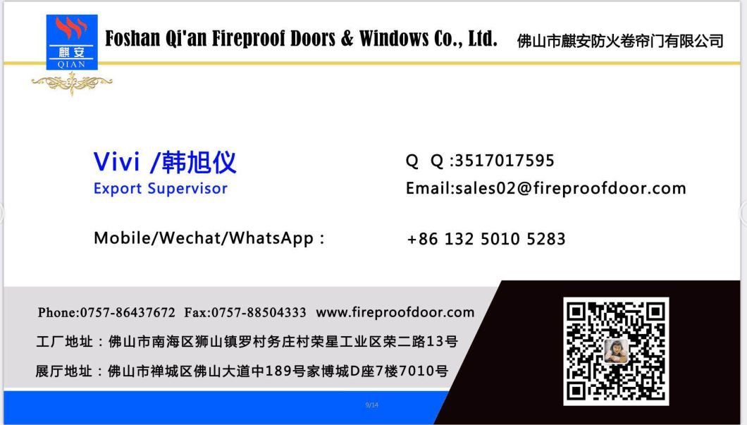 Fs-VV-004 Emergency Exit Fire-Rated 2hours Steel Door with Glass