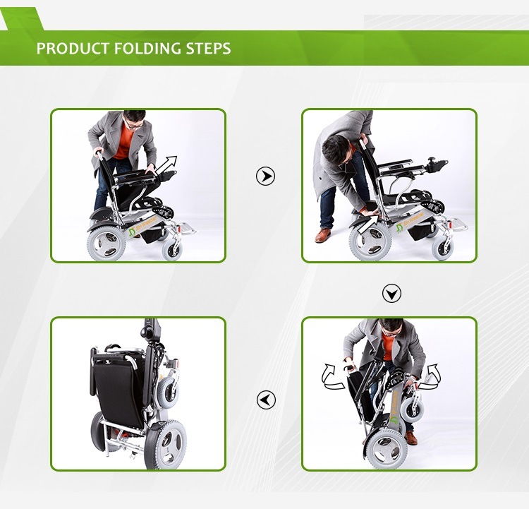 Aluminium Alloy Brushless Motor Lightweight Folding Power Wheelchairs for Hospital