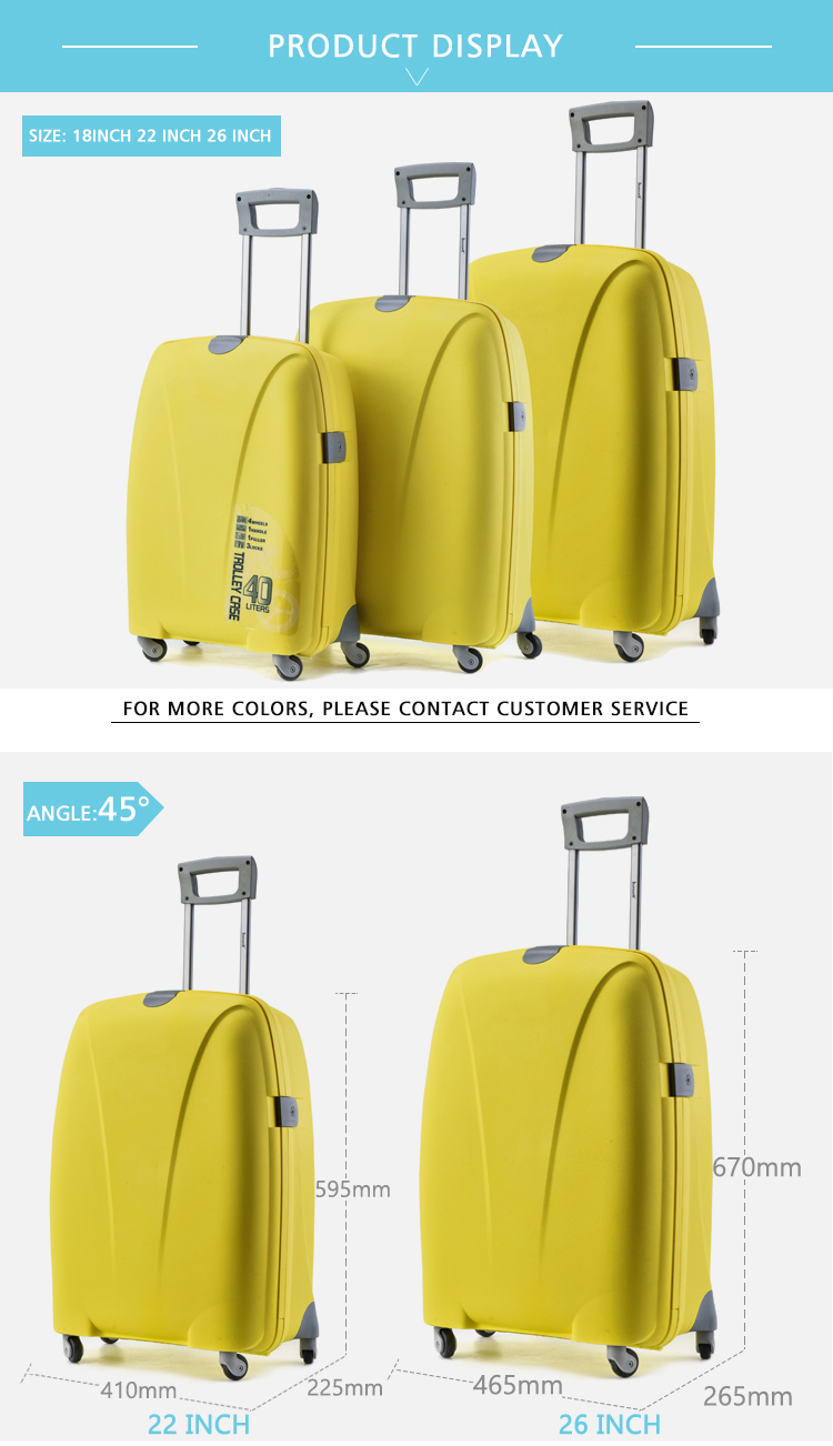 Bubule Rolling Travel Luggage Bag Sets Hot Sale 3 Piece PP Trolley Suitcase with Cosmetic Box Vl412