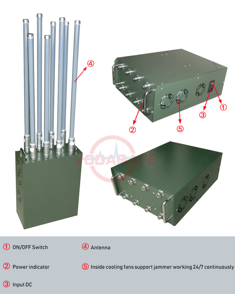 High Power Manpack Jammer /Blocker; Cellphone Signal Jammer for GSM/2g/3G/4glte/Wi-Fi/UHF/VHF/Lojack/GPS Cell Phone; Wireless Camera