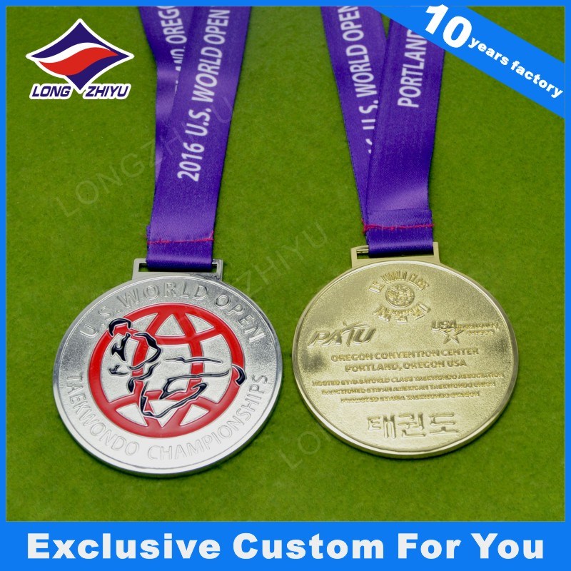 Custom 3D Gold Silver Bronze Medal Sports Day Medal Metal Gold Medal with Neck Ribbon