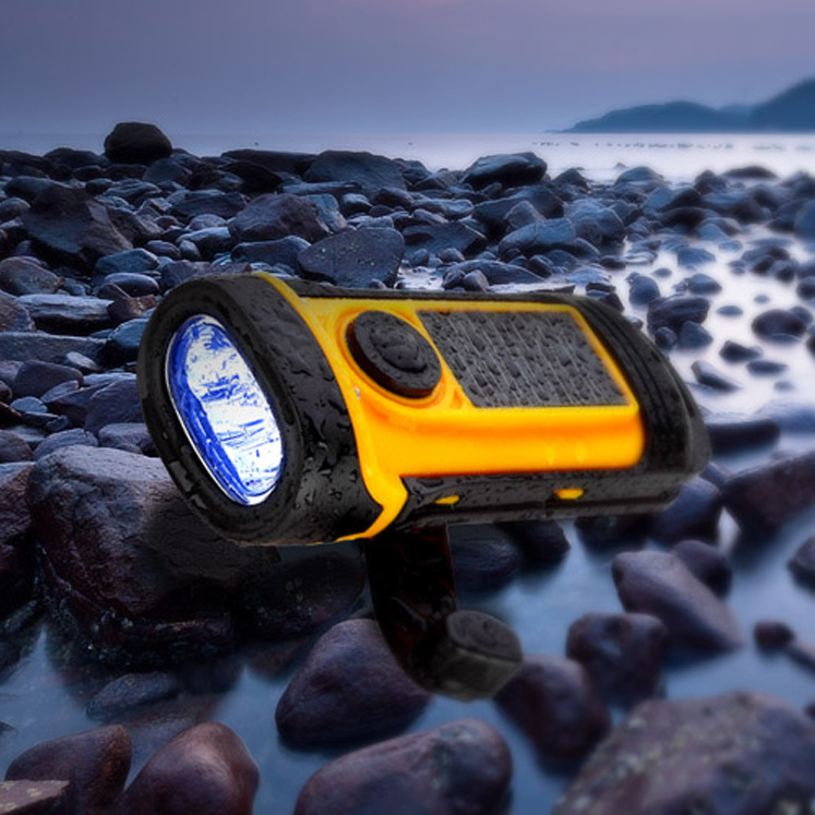 LED Small Sun Hand Crank Generator Diving Flat Torch