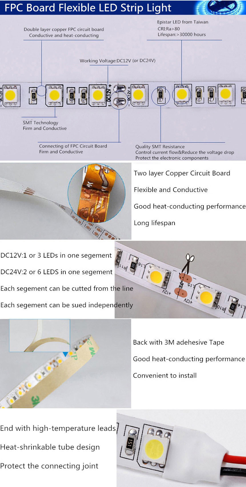 DC12V/24V CE Approved Flexible LED Strip Light LED Strip Lamp