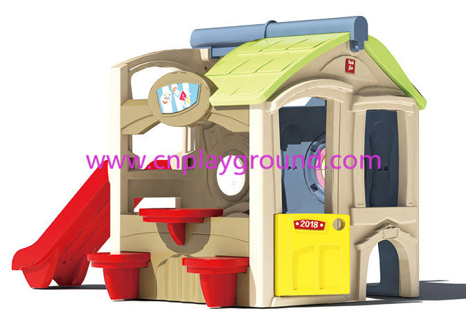 New Design Plastic Playhouse with Slide Kids Indoor Playground (HJ-20001)