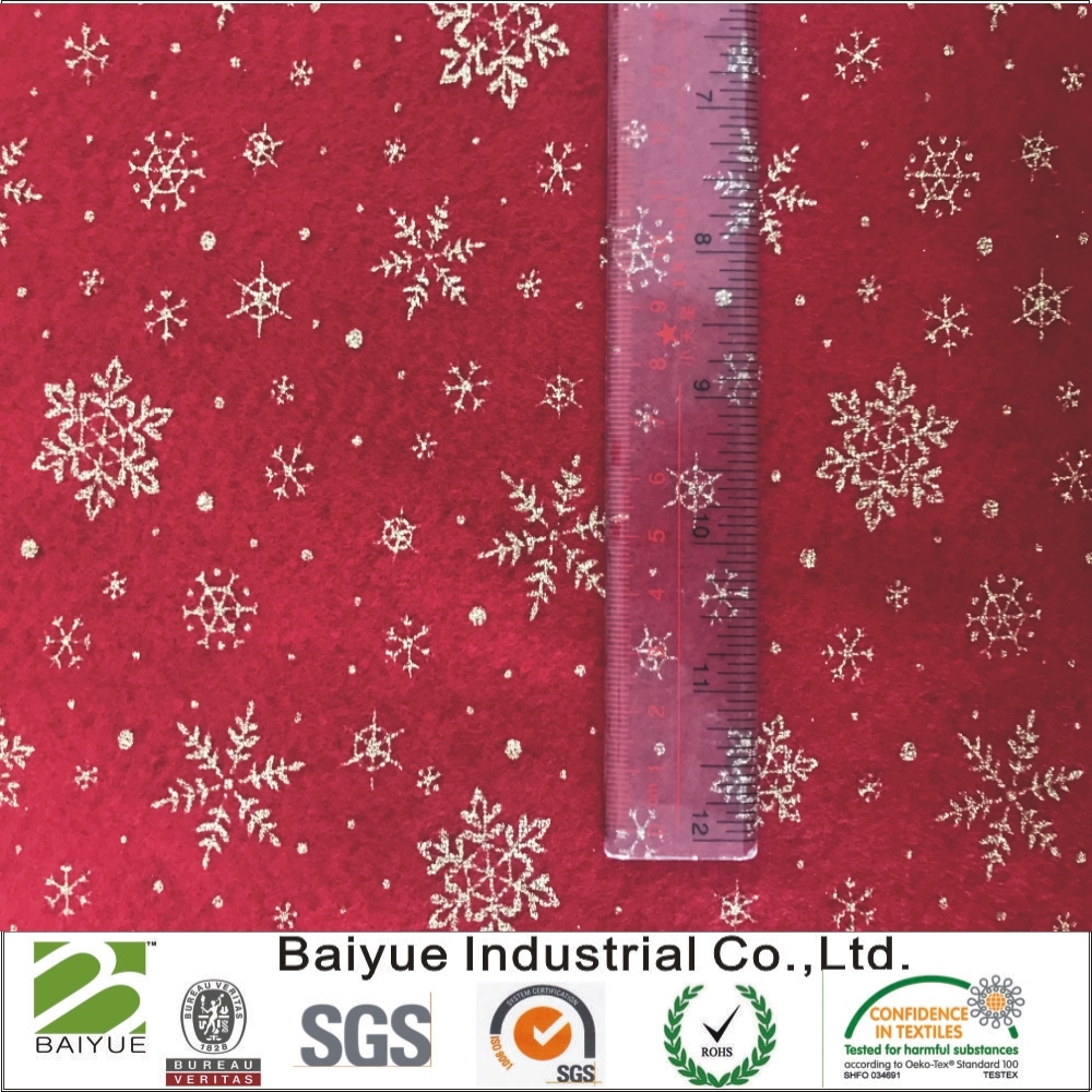 Sparkle Glitter Snowflakes Christmas Print Felt for Sewing Patchwork