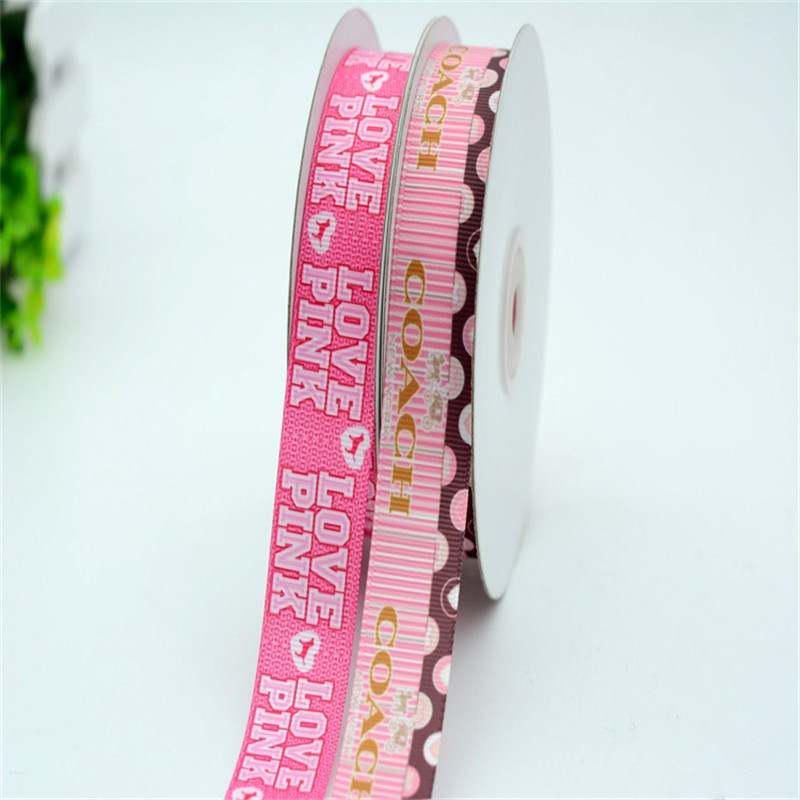 Custom Wholesale Foil Logo Printed Grosgrain Ribbon