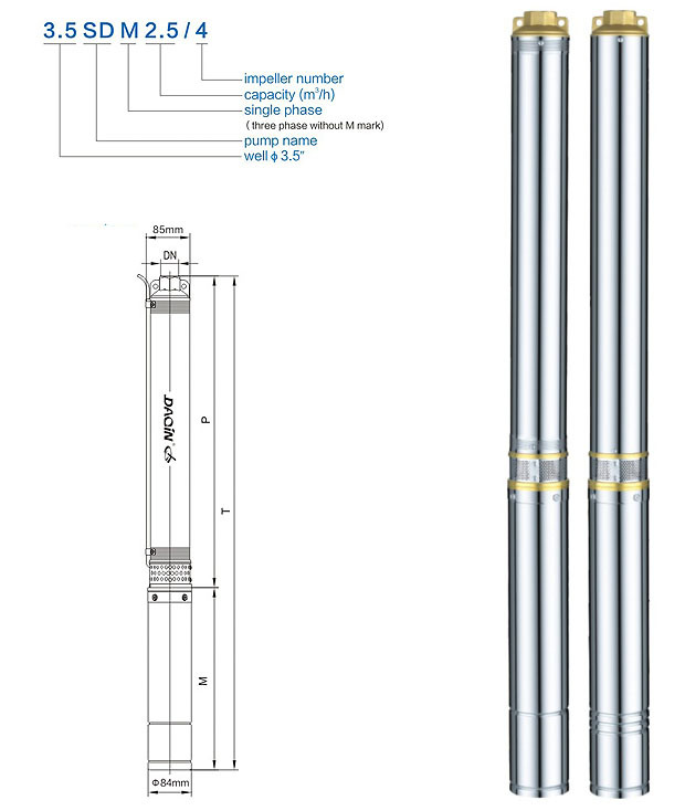 4 Inches 35 Centigrade Submersible Multistage Pumps (4SD2/8)