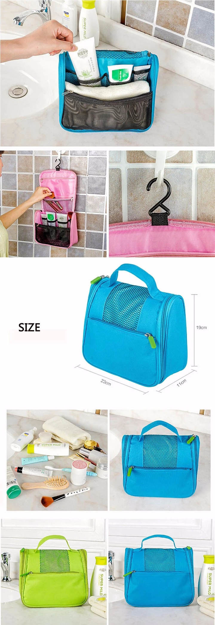 New Product Multi-Function Ladies Oxford Travel Cosmetic Bag with Portable