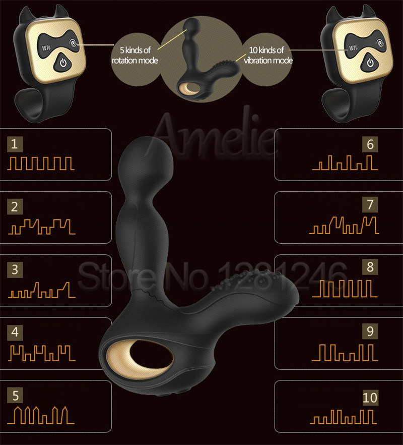 Heating 5 Mode Rotating 10 Mode Vibration Male Prostate Massager G-Spot Stimulator Butt Plugs Anal Vibrator Sex Toys for Men