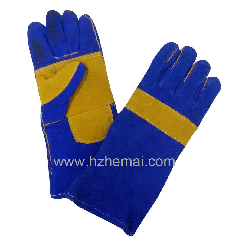 Blue Cow Split Leather Welding Gloves Safety Work Glove