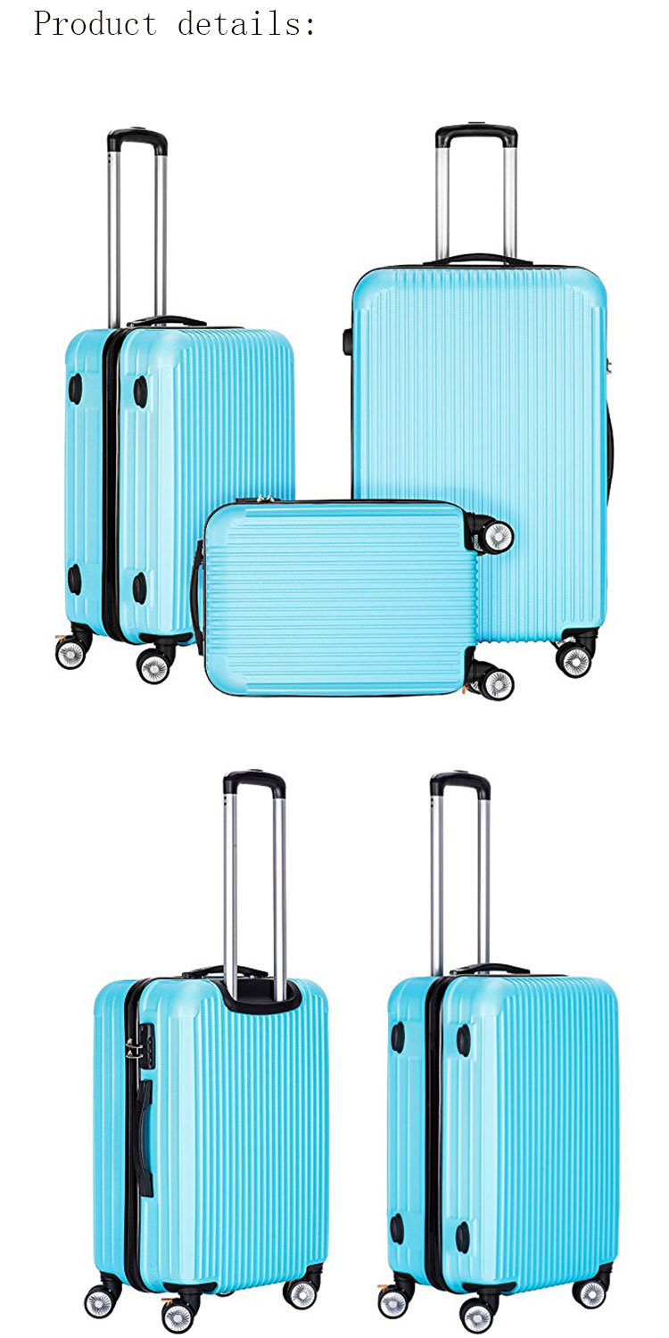 3 Piece Set Expandable ABS Trolley Luggage with Tsa Lock and 4 Wheels