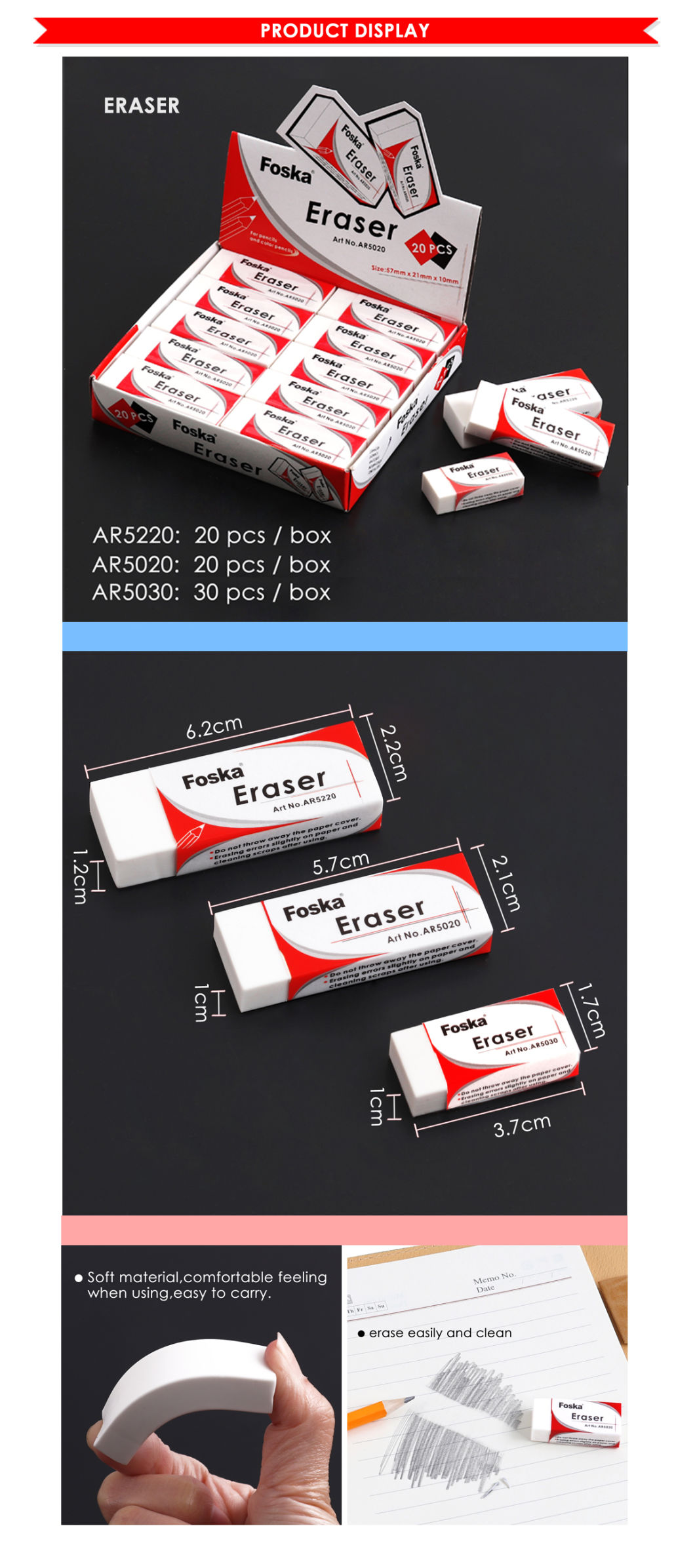 Foska High Quality Soft School Eraser