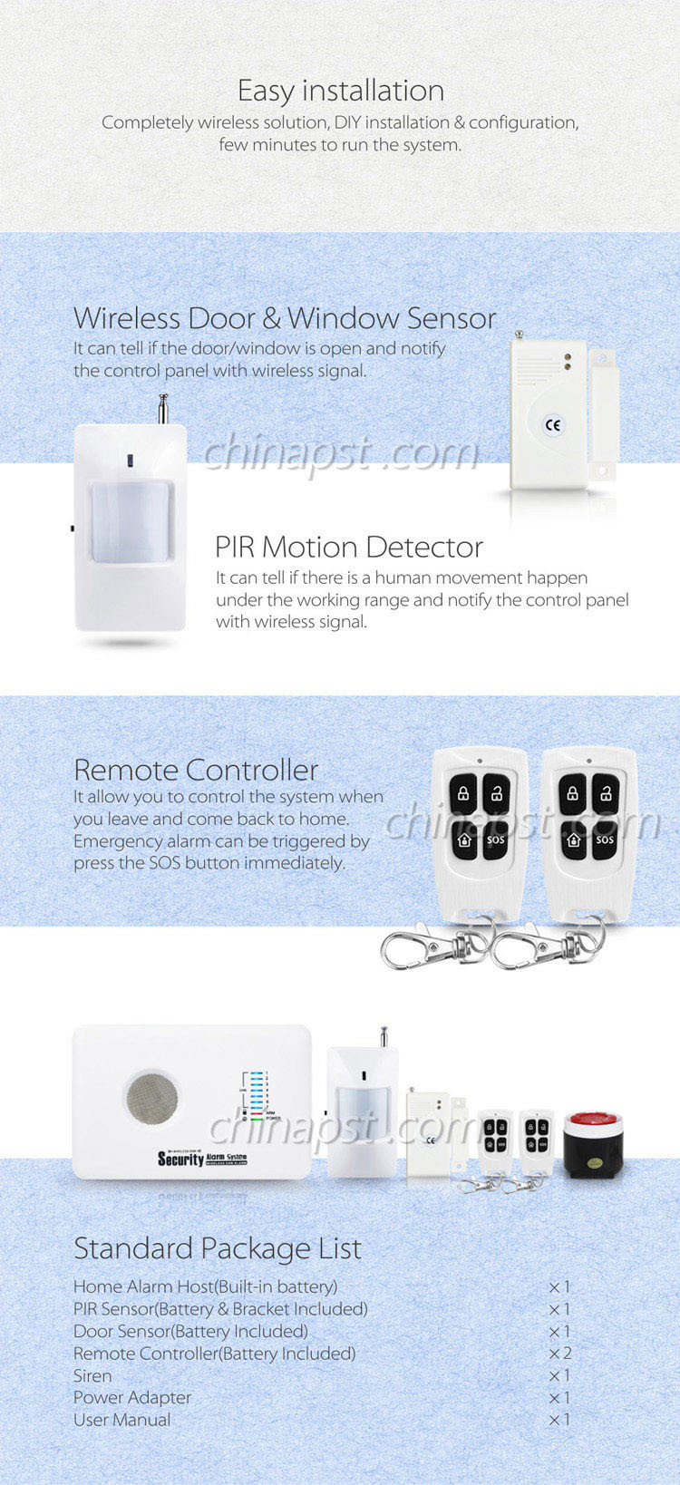 Hottest Security Wireless Home SMS GSM Alarm (PST-G10C)