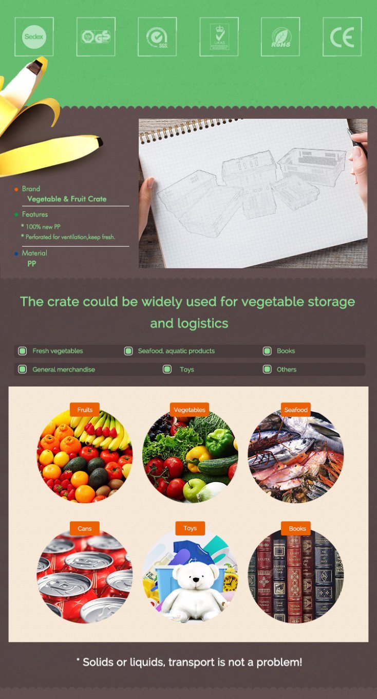 Vegetable and Fruit Folding Plastic Crate