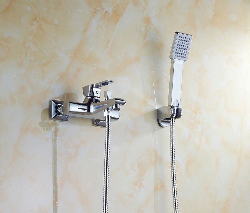 Polished Chrome Finish Brass Bathroom Shower Faucet Set