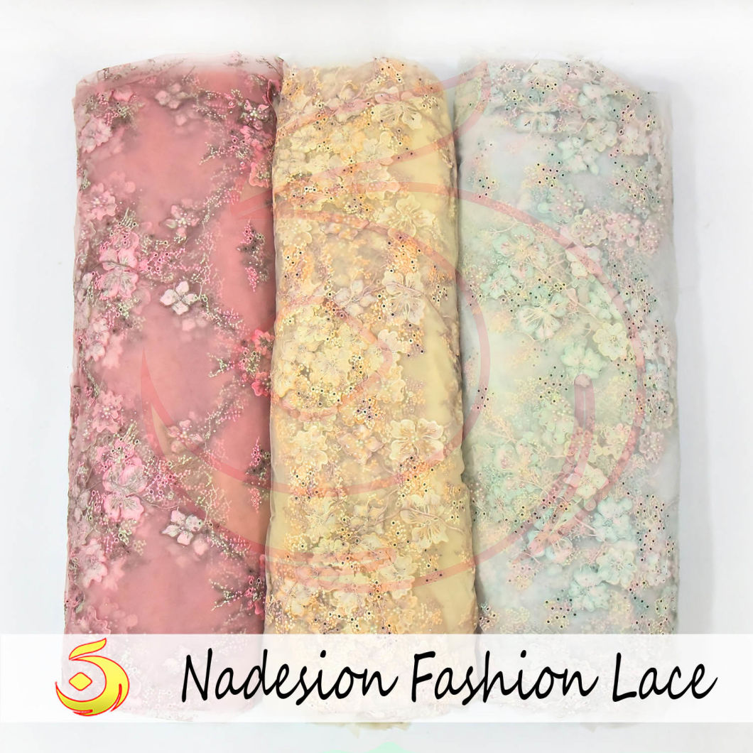 2018 New Arrival 3D Lace/3D Lace Fabric/3D Applique Mesh Net Tulle Fabric
