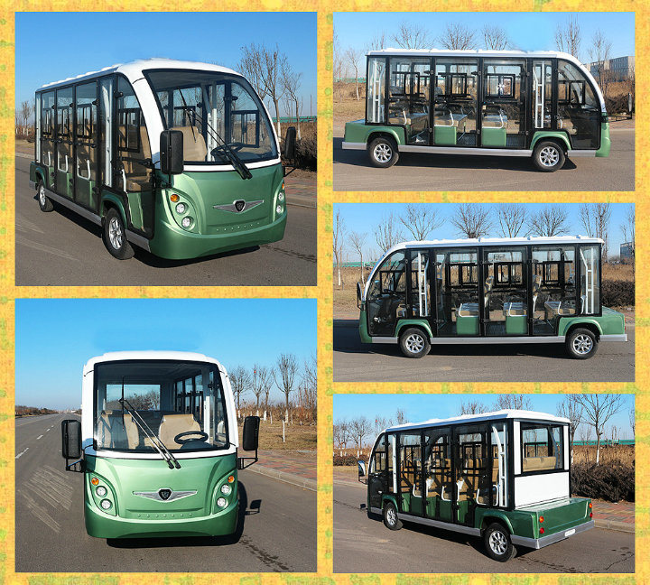 Zhongyi 11 Passengers Enclosed off Road Battery Powered Classic Shuttle Electric Vehicle with High Quality