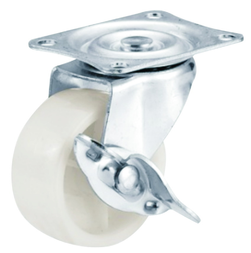2 Inch White PP Caster Wheel with Side Brake