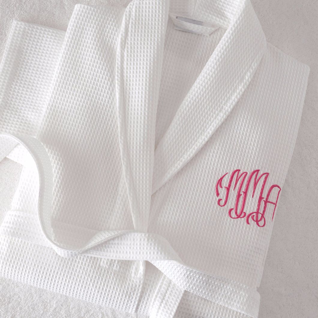 Luxury Double-Layer Waffle Bathrabe Unisex Hotel Bathrobe with Embroidered Logo