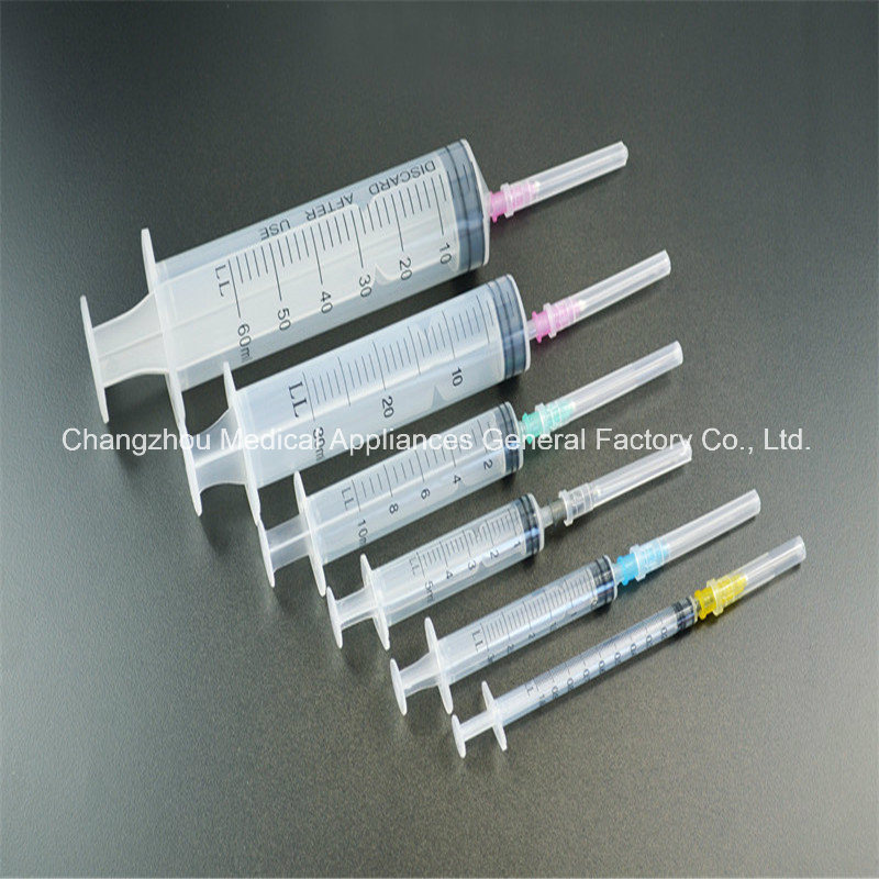 Disposable Three Parts Luer Slip Syringes with Needles