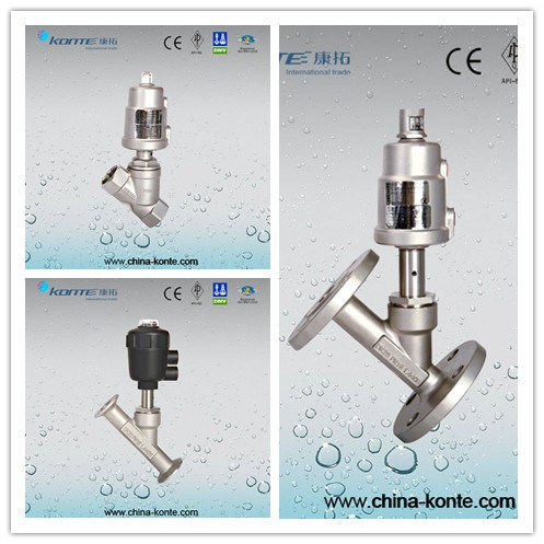 Pneumatic Flanged Angle Piston Valve Ss316/304 Stainless Steel