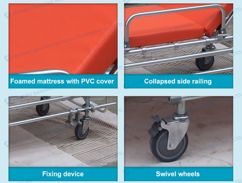 Aluminum Alloy Folding Patient Convenient Ambulance Stretcher Trolley