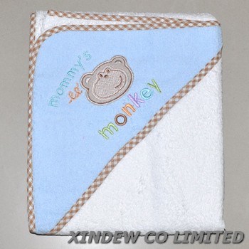 100% Cotton Baby Hooded Towel with Embroidery.