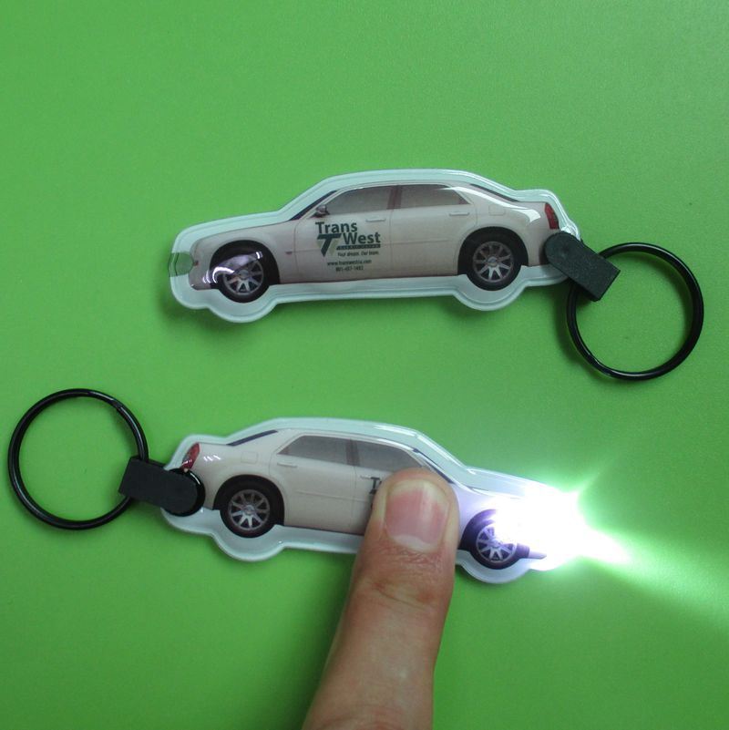 Keyring Customized Logo Promotional Flat Car PVC LED Flashlight
