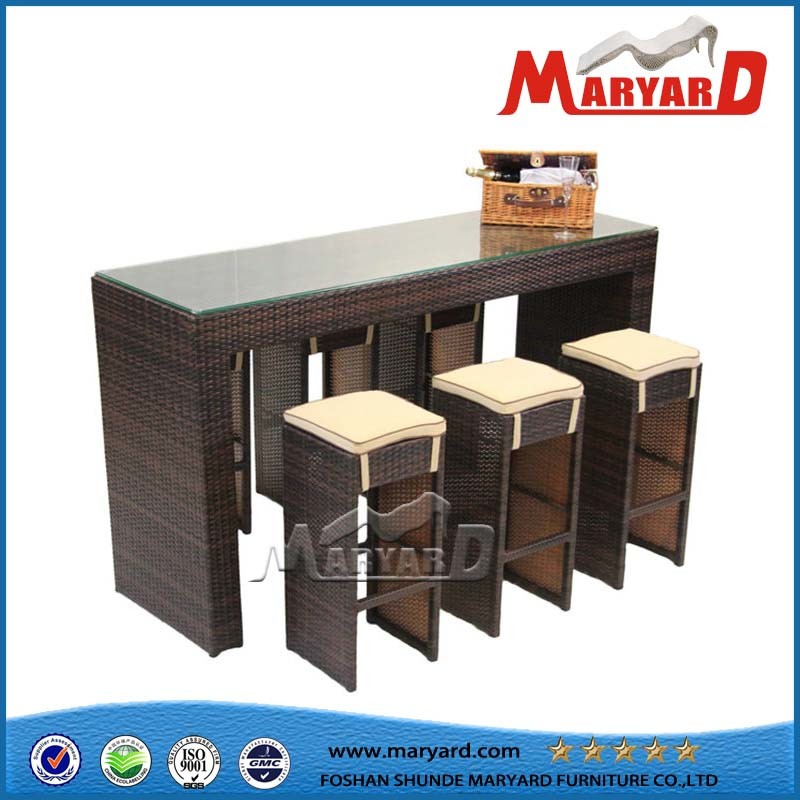 Outdoor Bar Rattan Table and Stool Furniture