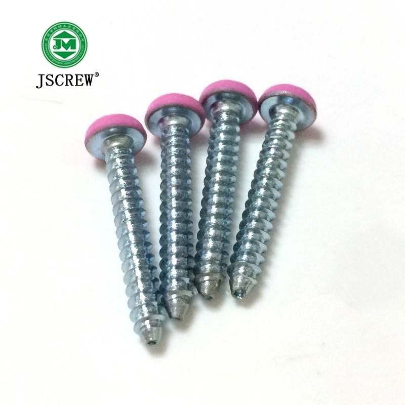 4mm Decorative Pink Painted Pan Head Zinc Plated Self Tapping Screw