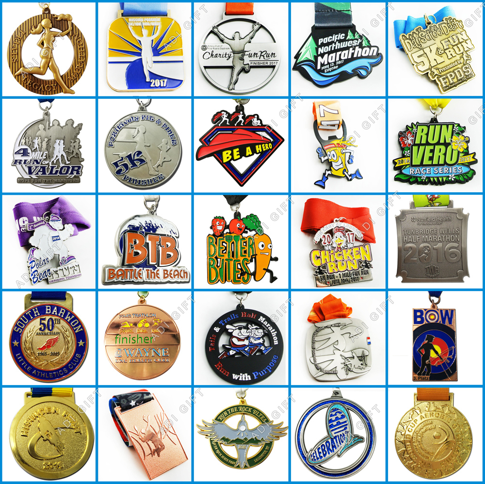Custom Logo Craft Zinc Alloy Marathon Sport Running Race Metal Medal for Promotion Gift