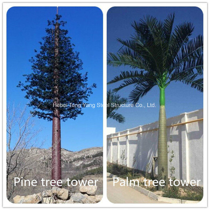 Detailed Video Description of Camouflaged Telecommunication Pine Tree Monopole