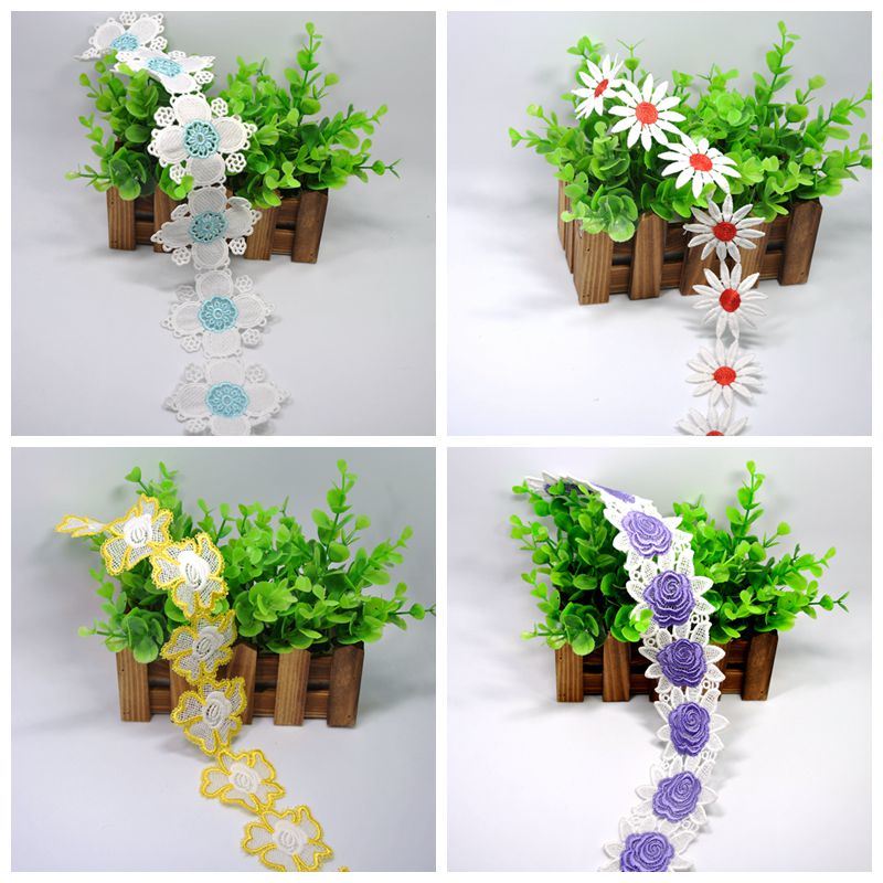 Chemical Milk Yarn Multiple Color Flower Embroidery Lace for Decorations