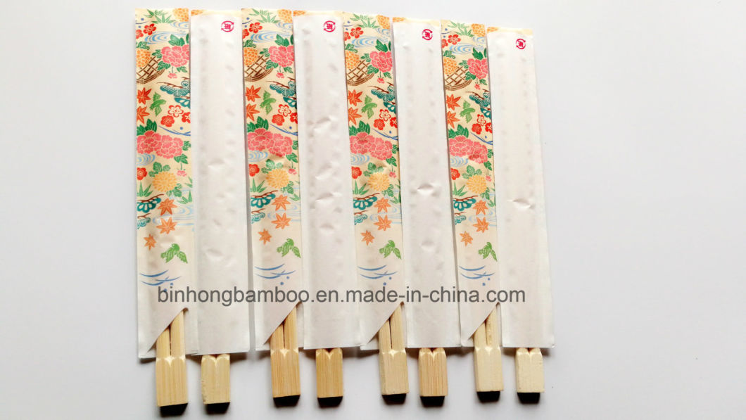 Flower Print Bamboo Chopsticks with Sleeve Paper Wrapped