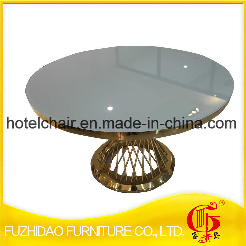 Manufacturer Stainless Steel with Temper Glass Top Dining Table