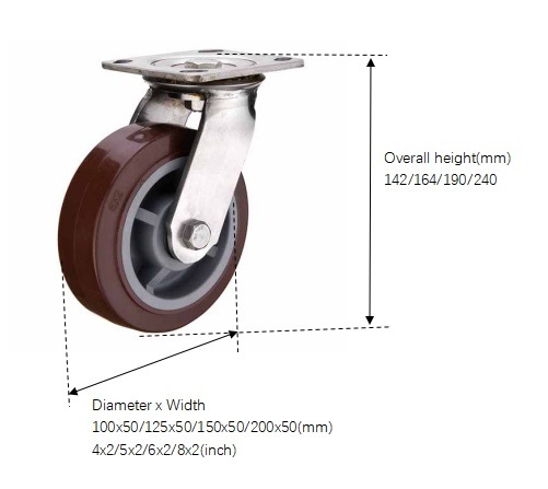 304# Stainless Steel Swivel Caster Polyurethane