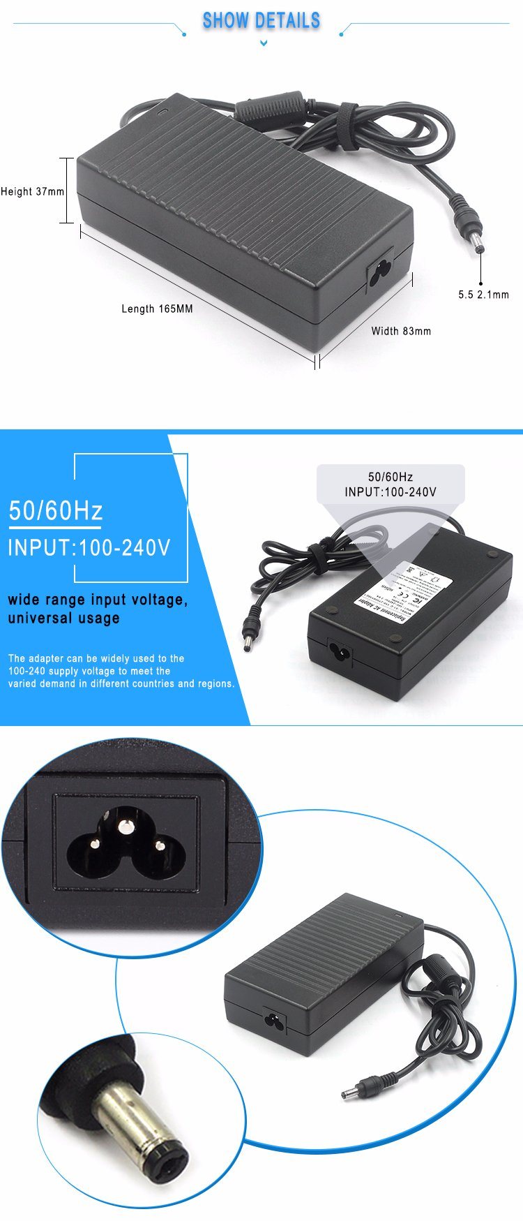 Desktop Type 5V 50W AC DC Adapter Switching power supply for CCTV Camera LED Strip Light