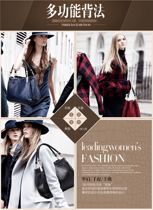 Bw-1811 Fashion Wholesale Crocodile Women Tote Bag Fashion Handbag