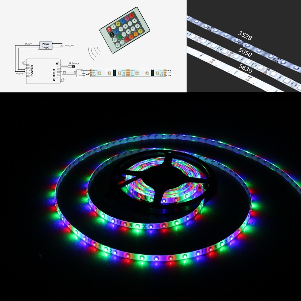 SMD3528 RGB 12V Non-Waterproof Multicolor Flexible LED Strip Light