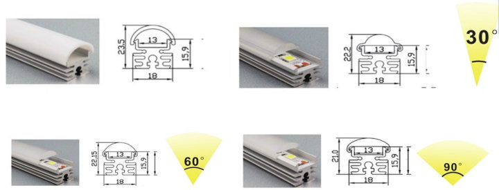 New Design LED Surface Mounted Aluminium Profile with Tall Cover for Strip Lighting Flexible LED Strip Aluminum Channel for Cabinet Lighting LED Profile Light